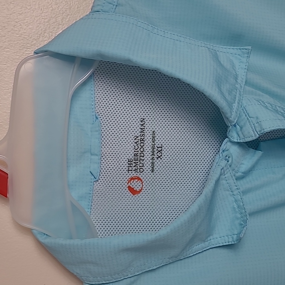 The american outdoorsman men's shirt fishing vented mesh lining S XXL turquoise - Picture 3 of 9